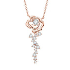 Rose Bloom Moissanite Necklace · 925 Sterling Silver Floral Pendant | FAWDI
