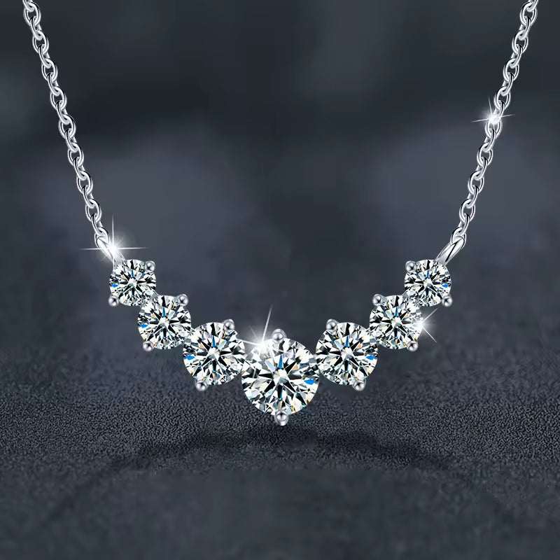 Trilogy Moissanite Necklace · 925 Sterling Silver Three-Stone Pendant · 18" + 2" Extender | FAWDI