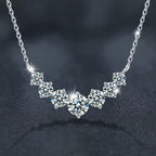 Trilogy Moissanite Necklace · 925 Sterling Silver Three-Stone Pendant · 18" + 2" Extender | FAWDI