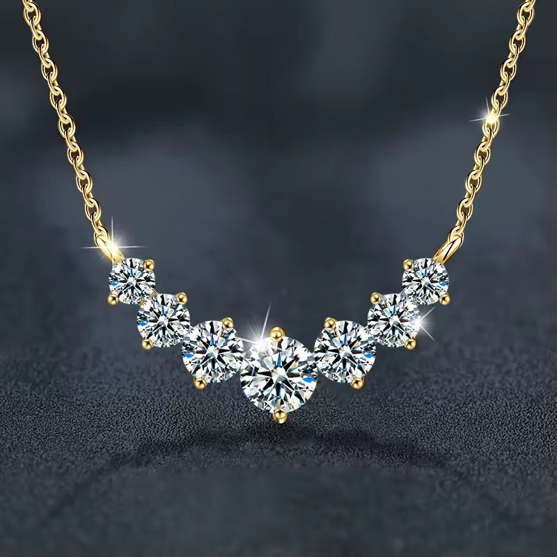 Trilogy Moissanite Necklace · 925 Sterling Silver Three-Stone Pendant · 18" + 2" Extender | FAWDI