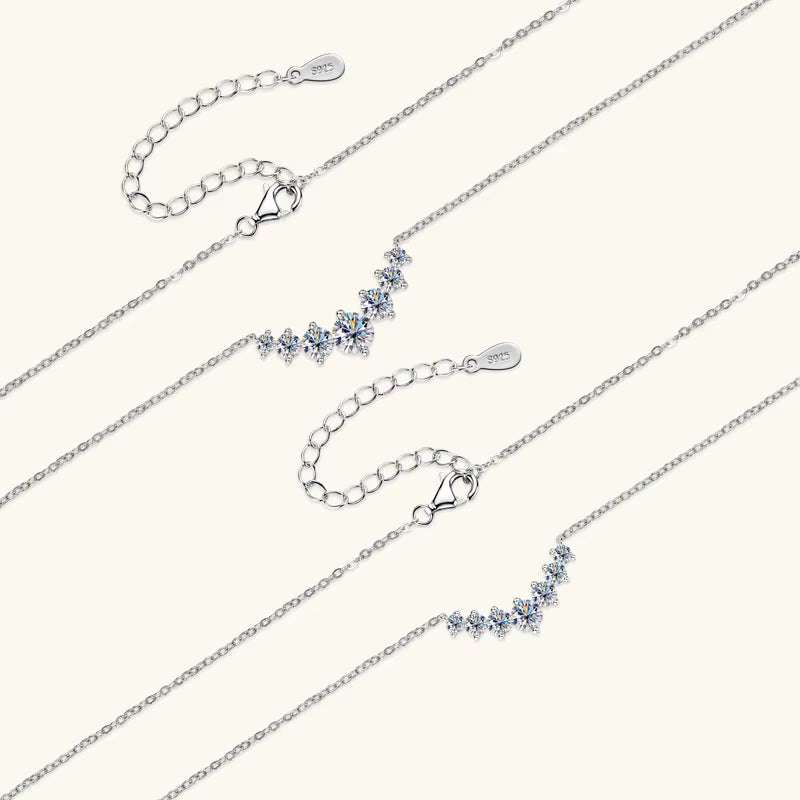 Trilogy Moissanite Necklace · 925 Sterling Silver Three-Stone Pendant · 18" + 2" Extender | FAWDI