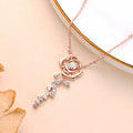 Rose Bloom Moissanite Necklace · 925 Sterling Silver Floral Pendant | FAWDI