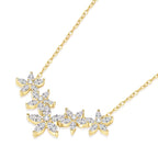 Main: FAWDI five flower garland necklace in 925 sterling silver with GRA-certified moissanite
Silver variant: Silver five-flower moissanite garland necklace
Gold variant: Gold five-flower moissanite garland necklace
Certificate: GRA certificate of authenticity for FAWDI moissanite necklace
Detail: Close-up of marquise and round-cut moissanite in floral setting